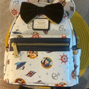 Disney Wish Loungefly White Cruise Mickey Mini Backpack